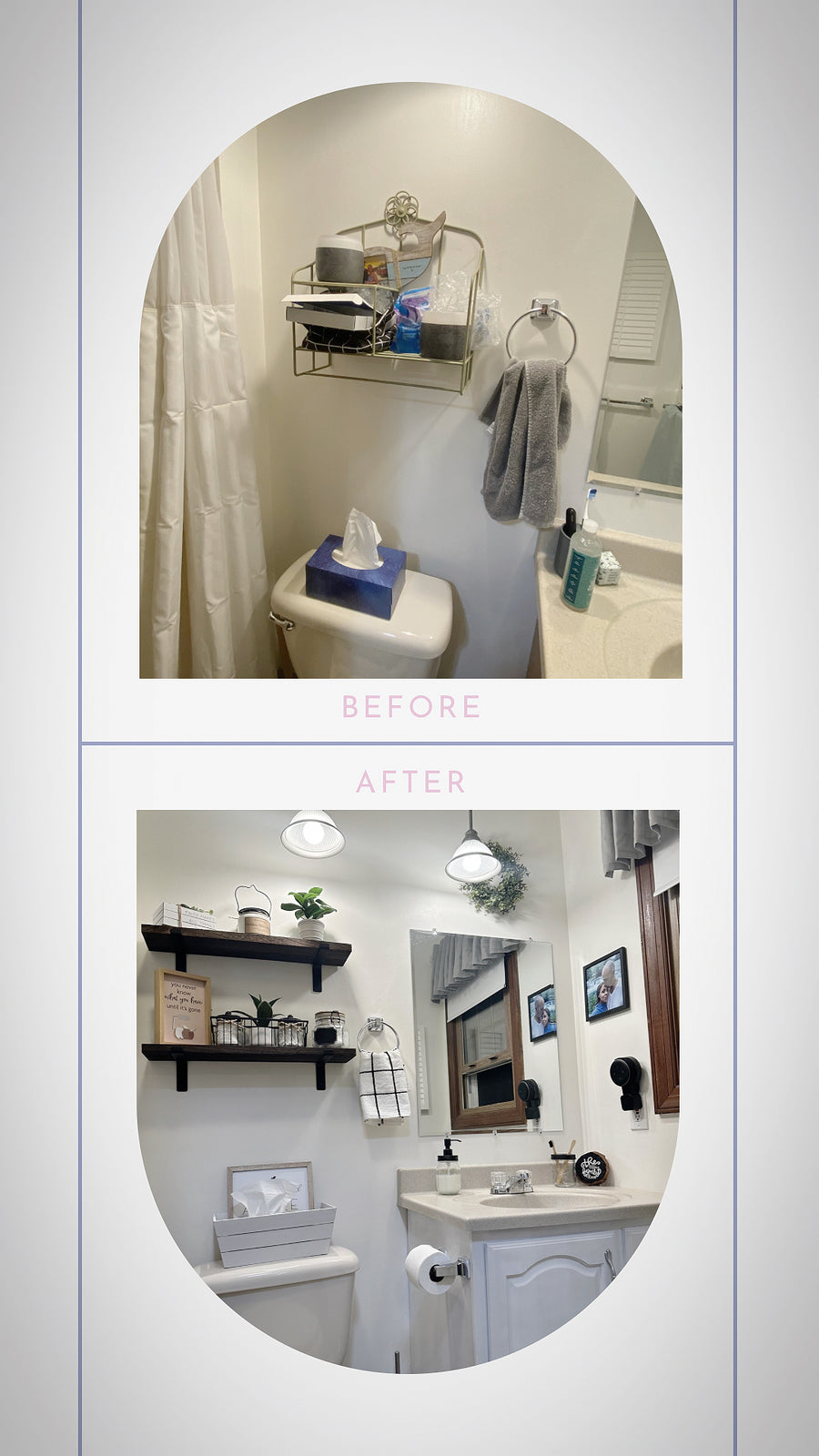 I revamped the bathroom by adding shelving, repurposing the sink, and decorating the space.